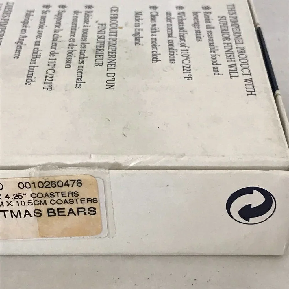 NWOT - Pimpernel Christmas Bears Stocking Coasters From England